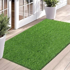 Bsmathom Artificial Grass Rug Indoor Outdoor Rug, Dog Grass Mat with Drainage Ho