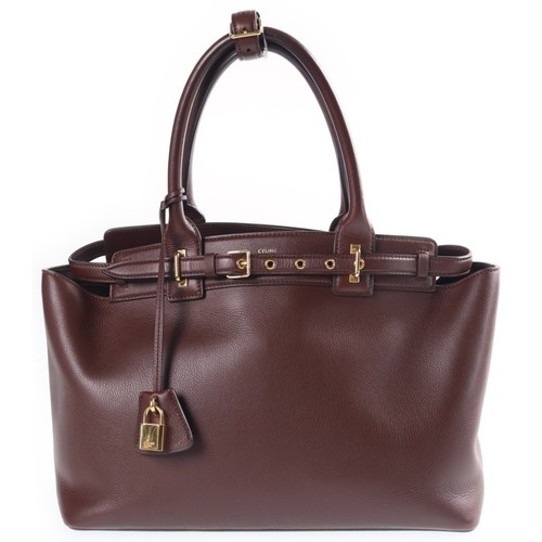 CELINE Conti Leather Handbag Gold Hardware Brown Used 1523a68be1e8789109ee868586