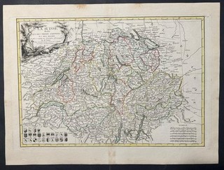 SWITZERLAND 1771 RIGOBERTE BONNE UNUSUAL ANTIQUE ORIGINAL COPPER ENGRAVED MAP