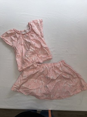 Calvin Klein Jeans Girls Butterfly Top & Skirt Set Size 5 Pink White