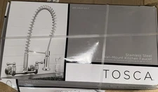 Tosca 2-Handle Wall-Mount Pull-Down Sprayer Kitchen Faucet in Stainless Steel