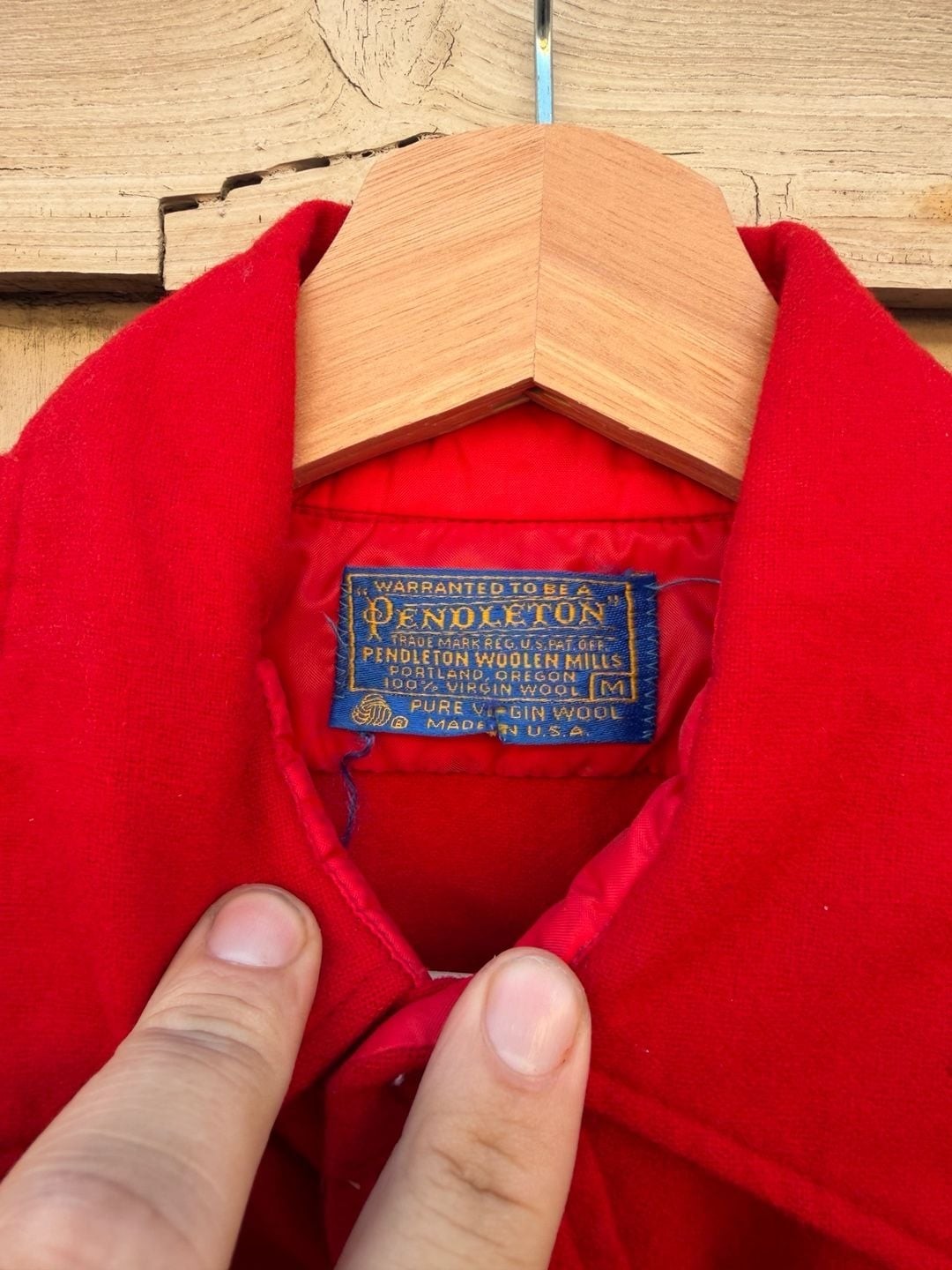 Vintage 70s Pendleton Solid Red 100% Virgin Wool … - image 2