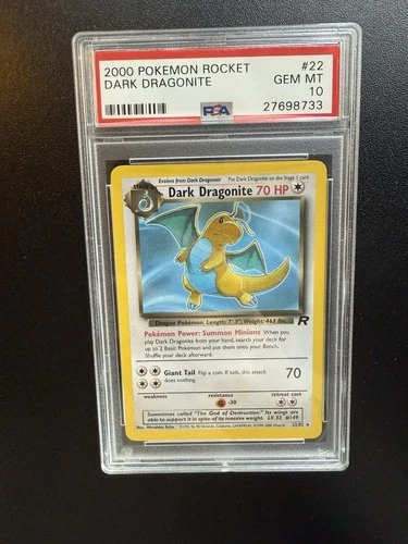 2000 POKEMON TEAM ROCKET #22/82 DARK DRAGONITE NON HOLO PSA 10 GEM MINT