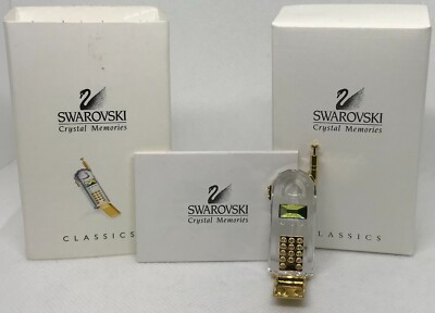VTG Swarovski Crystal Mobile Flip Phone Figurine Gold Accents 253448 Retired Box