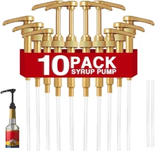 10 Pcs Gold Coffee Syrup Pumps, Compatible with 25.4 Oz/750Ml Bottles, Great for