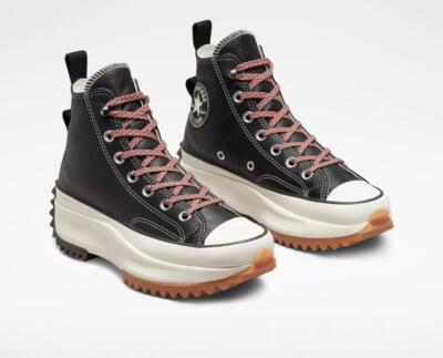New NIB Converse Run Star Hike High Top Platform Sneakers Black Leather
