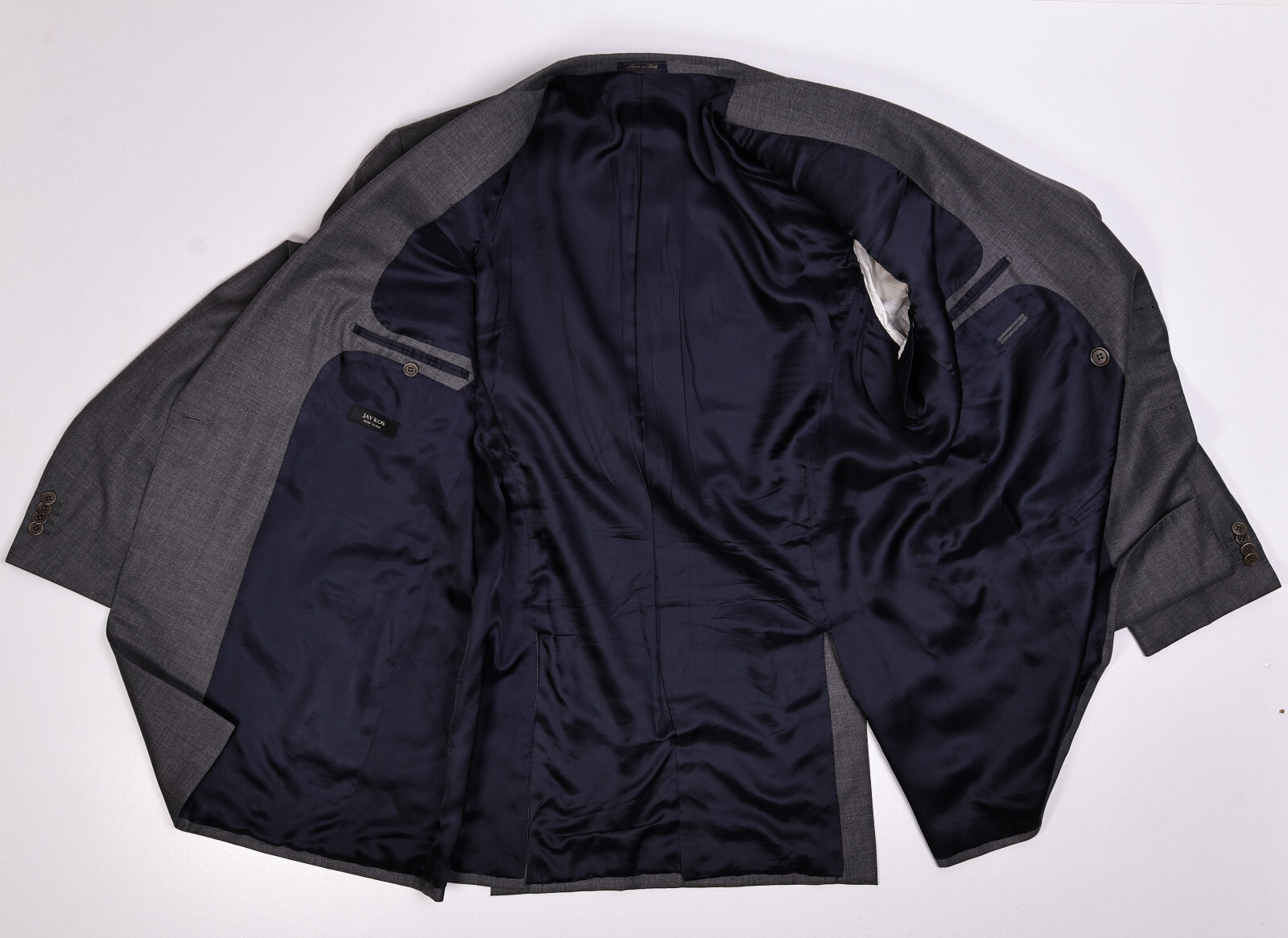 JAY KOS Solid Gray Wool Mens Blazer Double Breast… - image 4