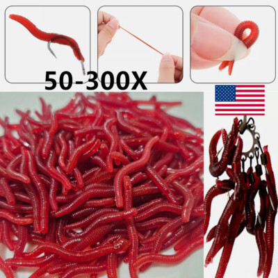 50-300X Soft Fishing Earthworm Lures Worms Simulation Maggots Floating Baits US