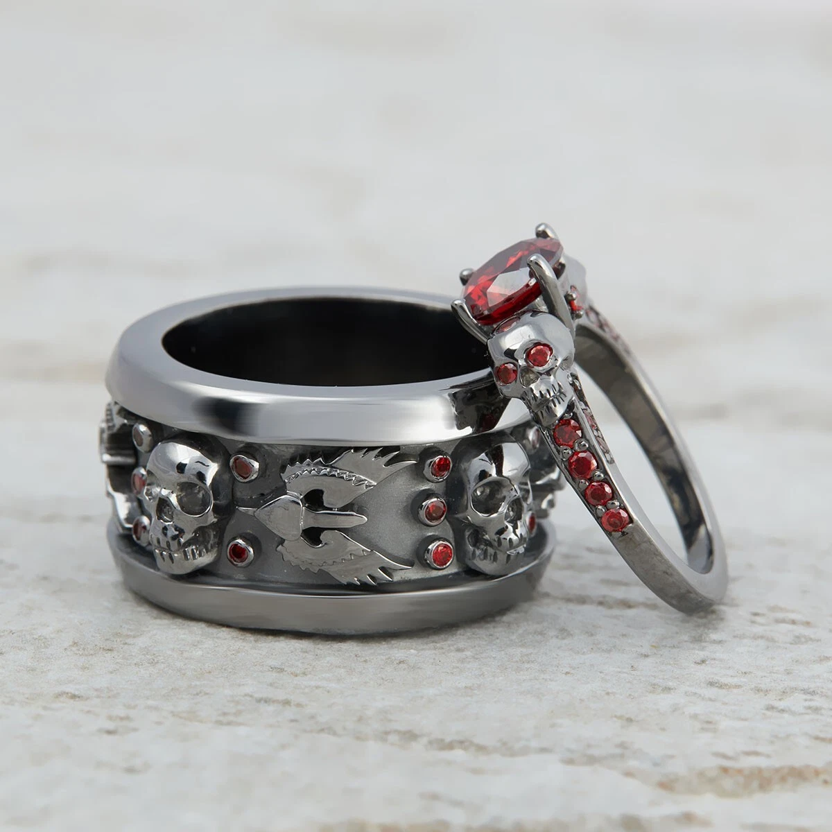 Biker wedding clearance ring sets