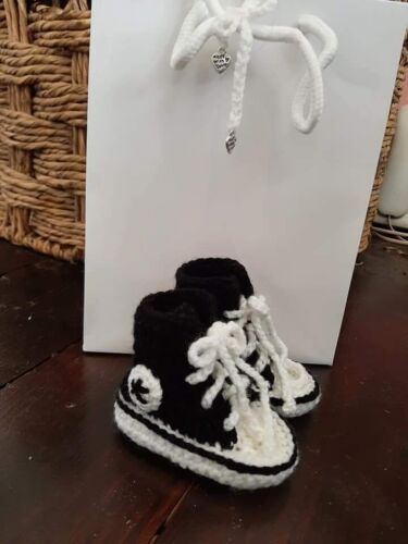 Hand-crocheted Converse Baby Bootees - Picture 1 of 11