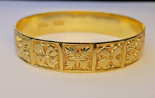 Custom Handmade 14k Heavy Yellow Gold 15mm Hawaiian Bangle
