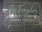 Travelers Insurance Company etched glass sign advertising Hartford Connecticut — photo 1