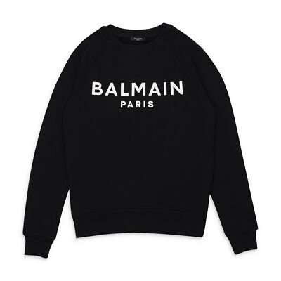 NWT BALMAIN LOGO CREWNECK BLACK SWEATSHIRT SIZE M $795