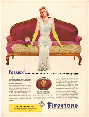1945 vintage AD FOAMEX by Firestone , Air and Latex Cells for Cushions 051620
