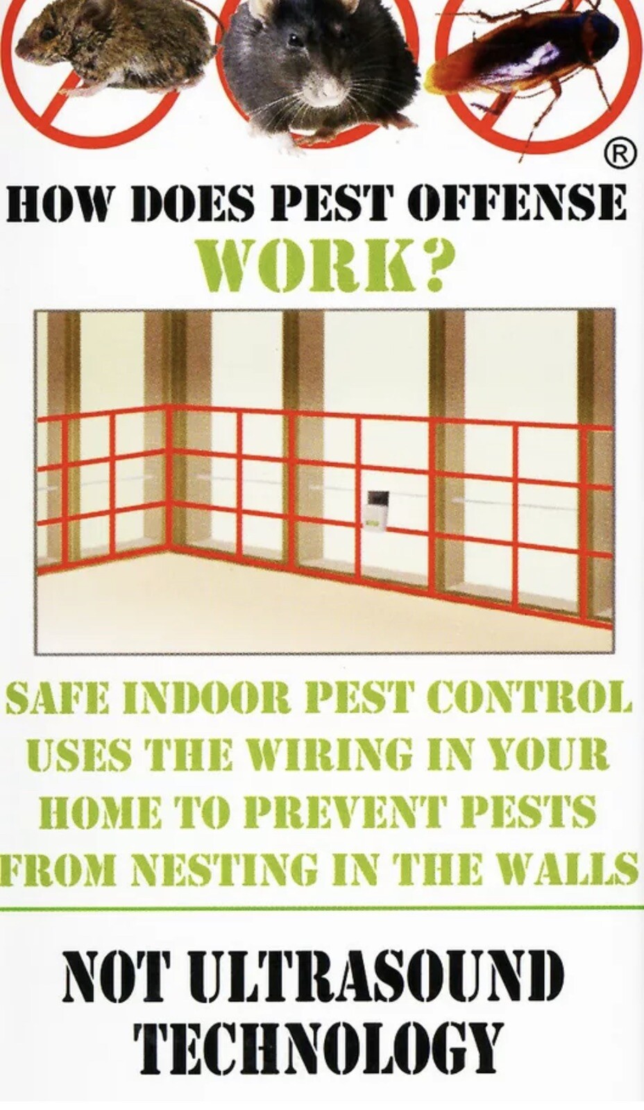 Pest Offense ELECTRONIC PEST REPELLER Helps Eliminate RATS MICE ROACHES