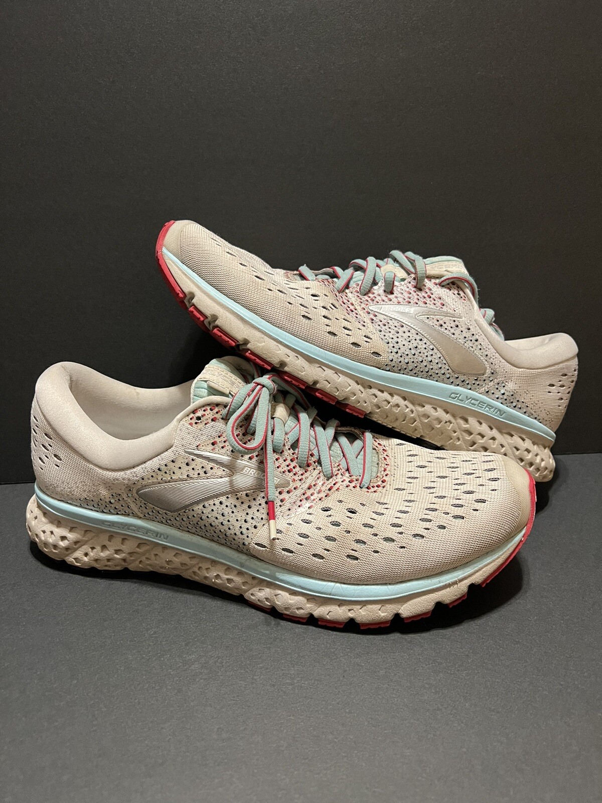 Brooks Womens Glycerin 16 White Blue Pink Shoes Size 11 Replacement