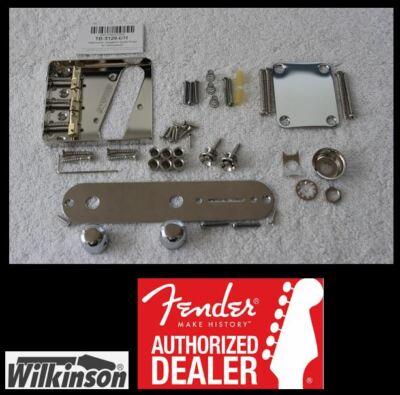 Fender/Wilkinson Telecaster Chrome Body HARDWARE SET Compensated Saddles Bridge
