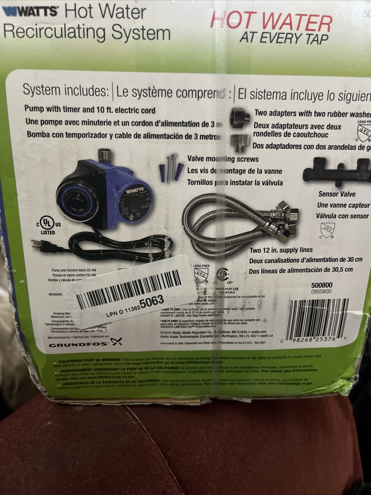 Watts 500800 Instant Hot Water Recirculating System | Inox Wind