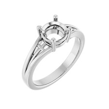 925 Sterling Silver Semi Mount Ring Setting 7mm Round Stone Stackable Ring