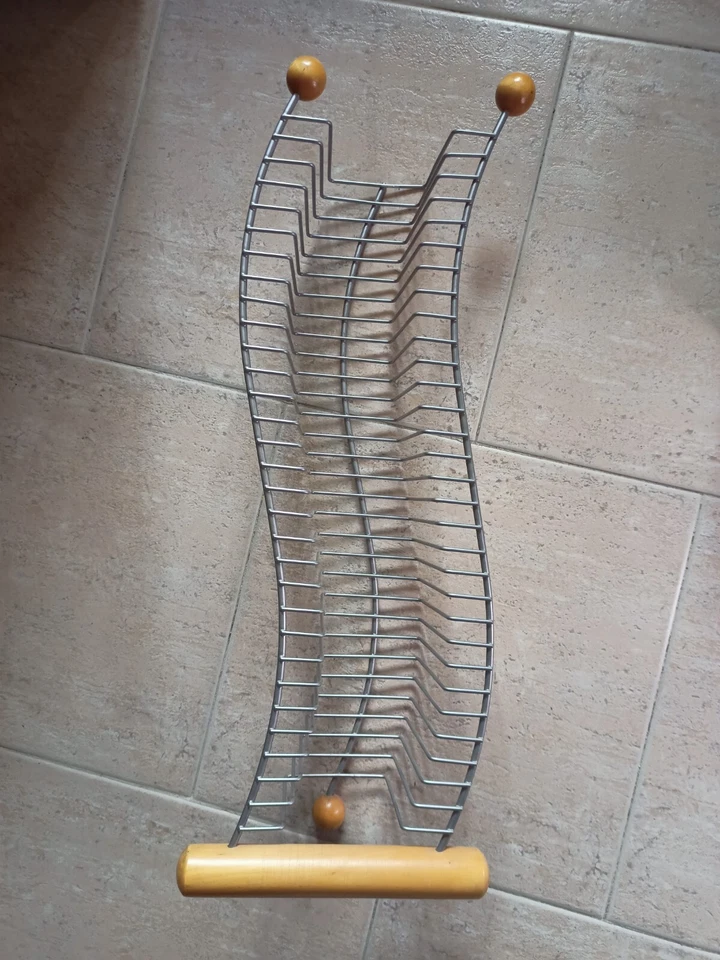 Scaffale da tavolo porta Cd metallo e legno 30 slot - Immagine 2 di 2