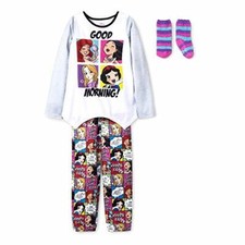 Disney Princess Girl's 2-Piece Comic Pajama Set with Socks Set