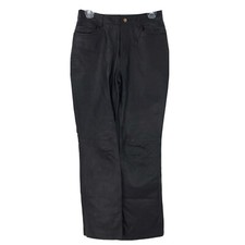 Vtg Phase 2 Black Leather Pants Jean High Waist Motorcycle Biker Womens 6 28x30