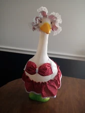 Goose clothes outfit - Burgandy w/white dots bikini w/bonnet for lg 24-27goose