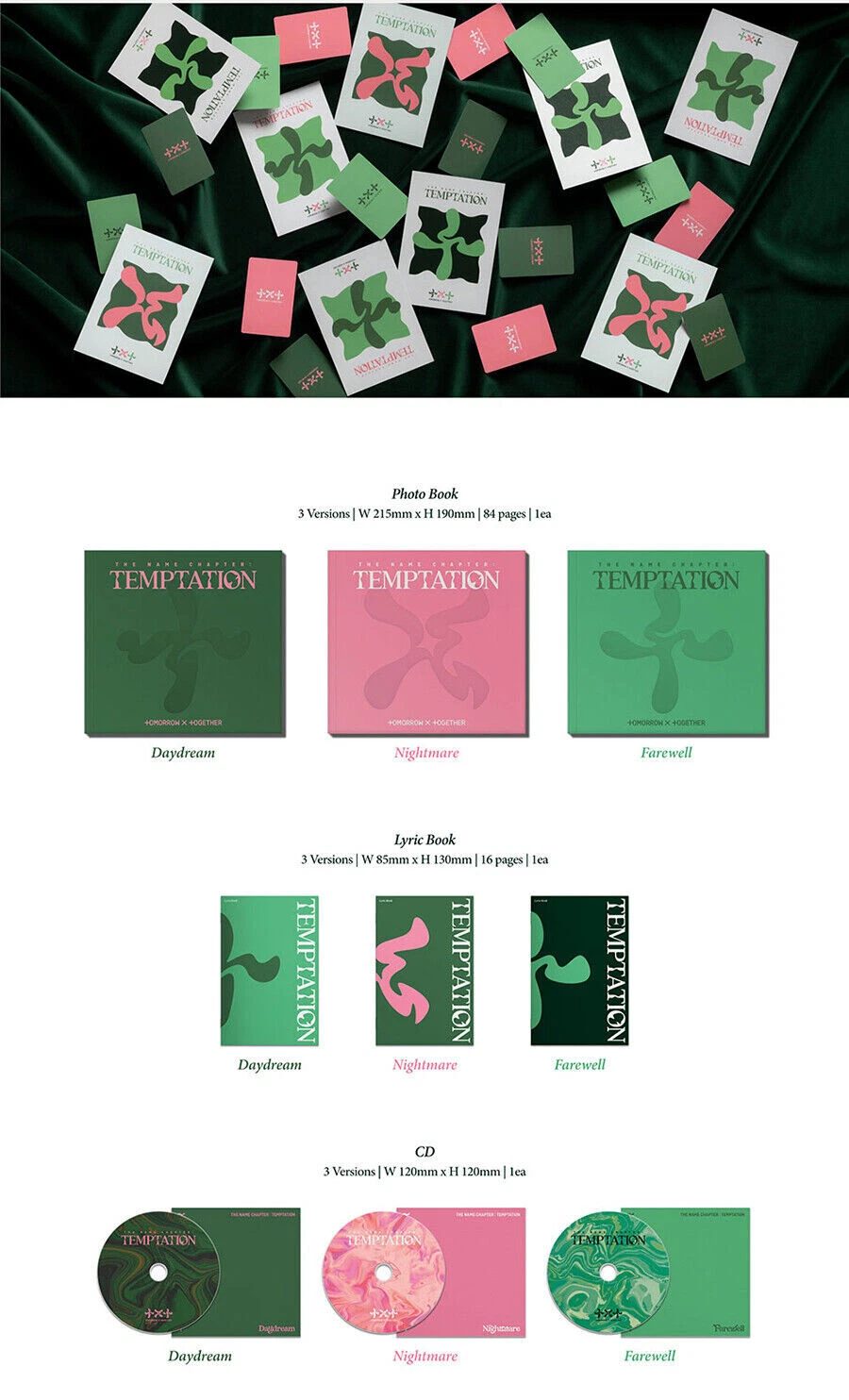 TXT [THE NAME CHAPTER : TEMPTATION] Album NIGHTMARE CD+Book+