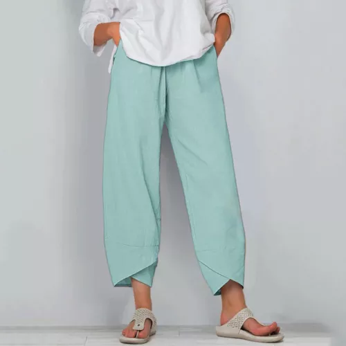 New Womens Ladies Cotton Linen Loose Baggy Casual Harem Pants Trousers Plus Size - Picture 24 of 35