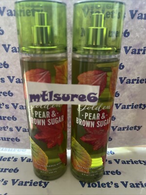2 Bath & Body Works Golden Pear & Brown Sugar Fine Fragrance Mist Spray 8 oz NEW