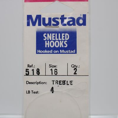 Mustad Snelled Fishing Hooks 518 Size 16 4lb Test 2 Pack a