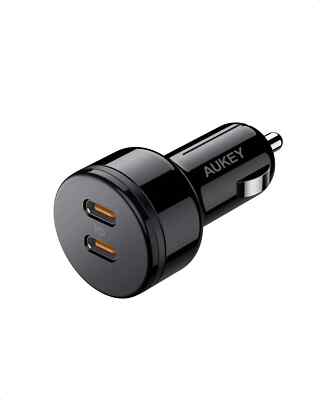 Aukey 36W Dual-Port USB Type C Fast Car Charger for iPhone, Samsung