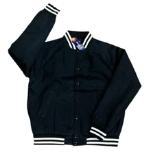 Men's Black Satin Blank bomber Varsity Jacket, Size 2XL, New With Tags