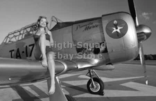 WW2 Picture Photo woman on the wing of an airplane 6317
