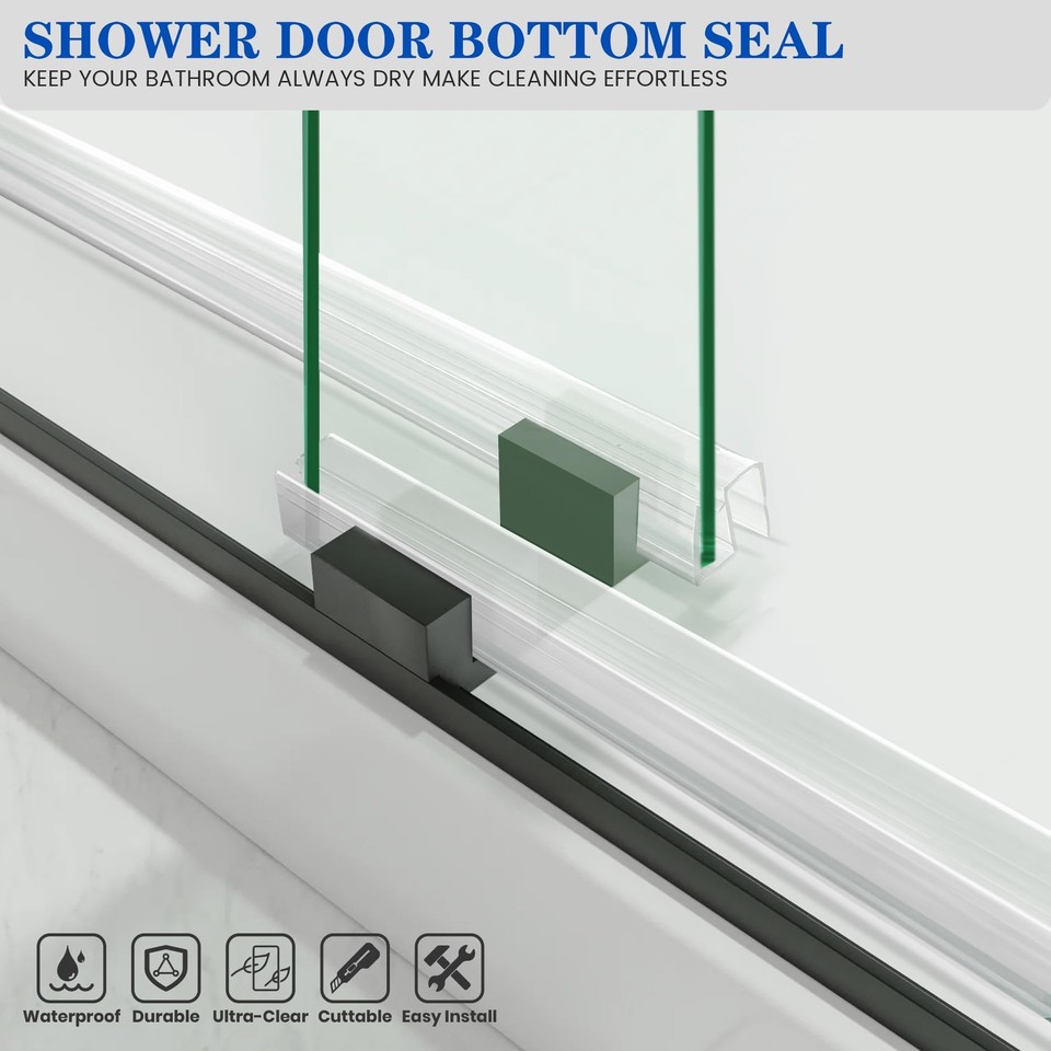 Bathroom Framless Shower Glass Door Bottom Seal Strip 2PCS 36 Inch Long ...