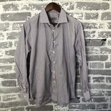 Canali 1934 Shirt Men 43-17 Check Button Up Cotton Collar Made in Italy Dress