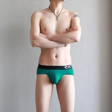 Zonbailon Men's Underwear Soft Ice Silk Lightweight Sexy U Convex Pouch Briefs