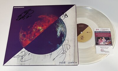 SHINEDOWN SIGNED AUTOGRAPH PLANET ZERO CLEAR VINYL ALBUM LP JSA