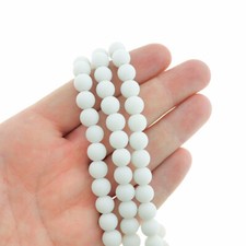 Round Cultured Sea Glass Beads 8mm - White - 1 Strand 24 Beads - U200