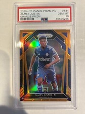 2020-21 Panini Prizm James Justin Orange RC #07/25 Leicester POP 1   PSA 10