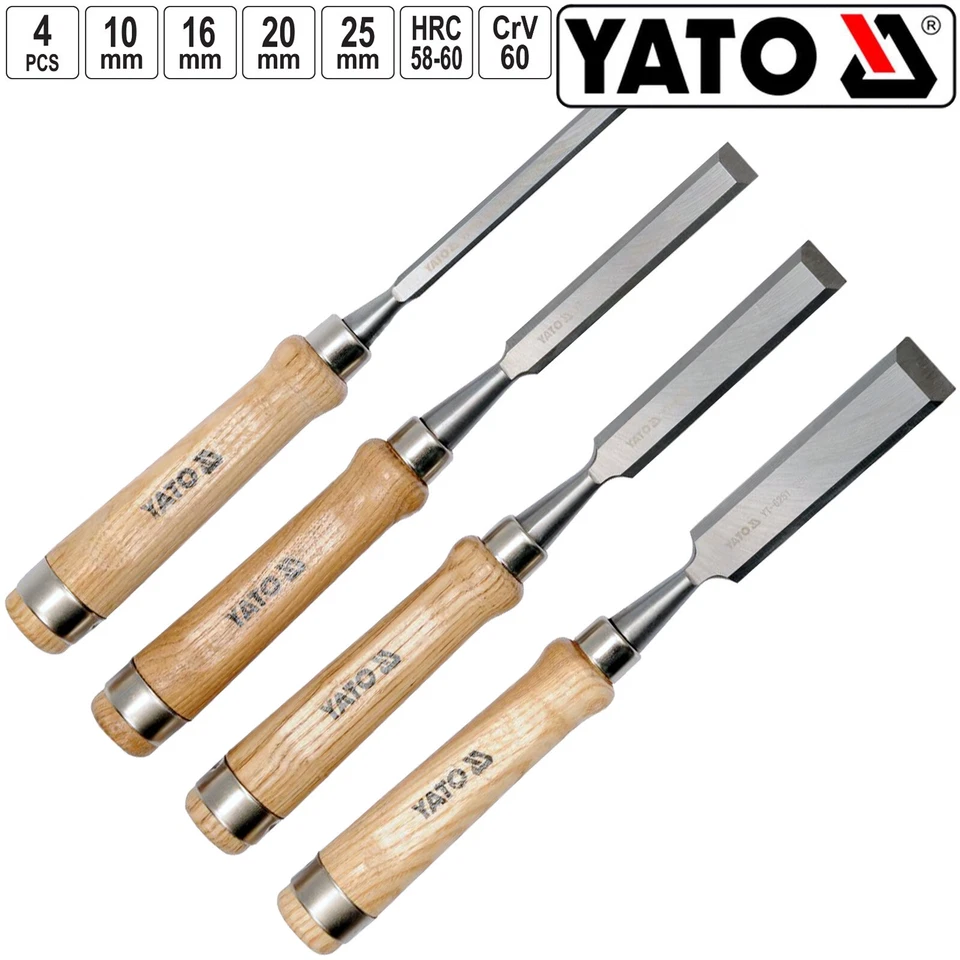 4 Pièces YATO Jeu De Ciseaux À Travailler Le Bois Burins - Photo 1/1