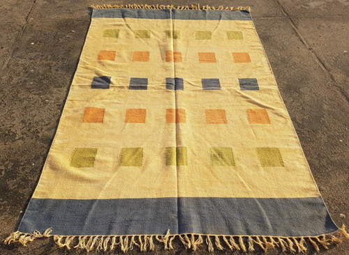 Vintage Traditional Handmade Beautiful Turkish Kilim Floor Rug Carpet 202x132 cm