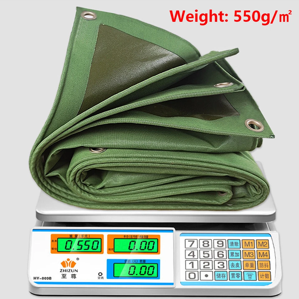 Army Heavy Duty Tarpaulin Canvas Tarp Sun Blocked Waterproof Camping Tent Cover - Image 3 of 4