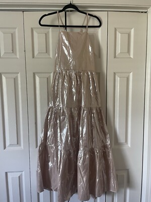 tiered gold dress Sparkly Tiered Lace Long Corset Prom Dress with Slit Champagne / XLarge main image 1
