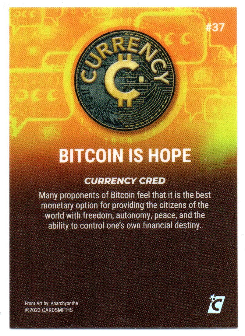 2023 Cardsmiths Currency Series 2 RAINBOW HOLOFOIL #37 / BITCOIN IS HOPE |  eBay