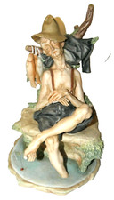 CAPODIMONTE AN OLD SLEEPY FISHERMAN~ SIGNED PUCCI~9 1/2" X 7 1/2"~MAGNIFICENT~