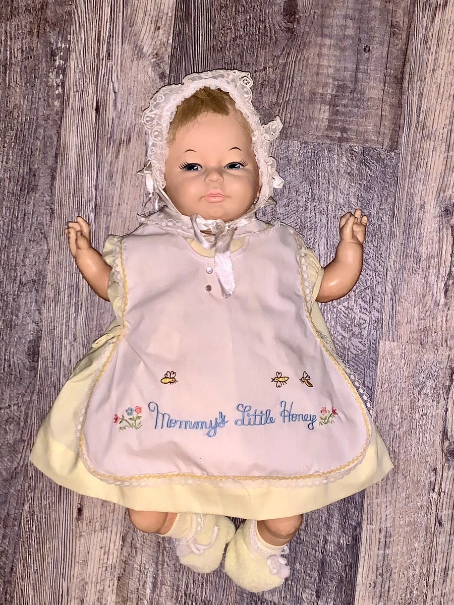 Vtg 1967 Horsman Baby Doll Cloth Body Cradle Togs Dress BEAUTIFUL
