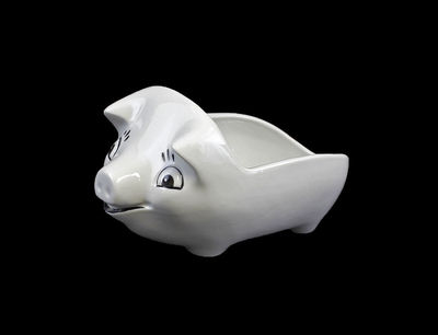 9942522-d Porcelain Bowl Mince Pig Wagner & Apel 6 11/16x3 1/2in