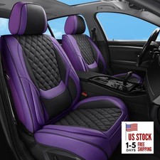 Car Seat Covers Full Set Purple Black, Luxury Faux Leather Purple-Full Set
