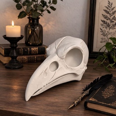 Rabenschädel Deko Gothic Krähe Skull Ornament Dark Academia Gothic Deko 22 cm